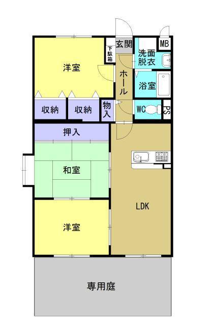 グランディール(3LDK/1階)の間取り写真