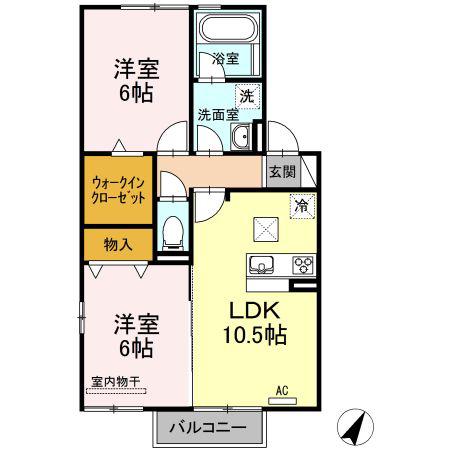 ラルーチェ坂口(2LDK/1階)の間取り写真