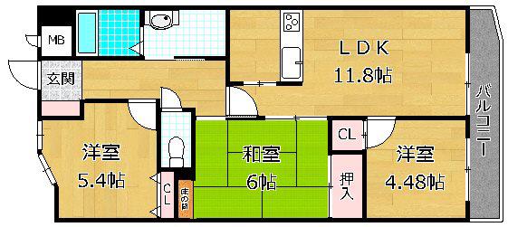 バレーヒルズ津田駅前(3LDK/3階)の間取り写真