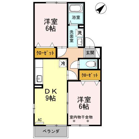 サウスメドウABC(2DK/2階)の間取り写真