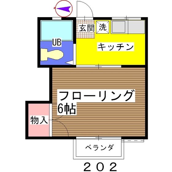 サンコート館山(1K/2階)の間取り写真