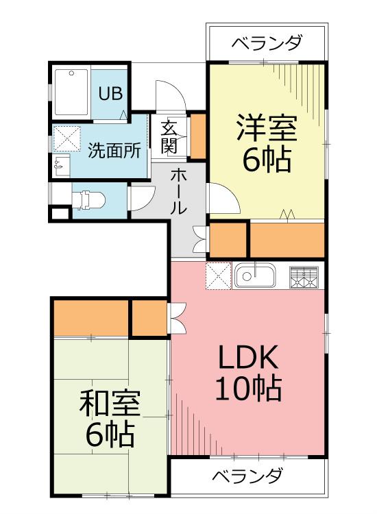 栄町マンション(2LDK/2階)の間取り写真