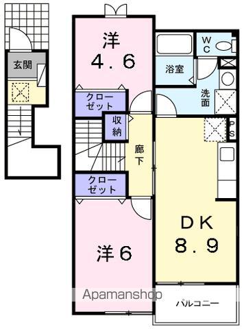 メルヴェーユIII(2LDK/2階)の間取り写真