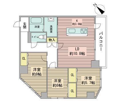 トミイビル宮の森NO77(3LDK/3階)の間取り写真