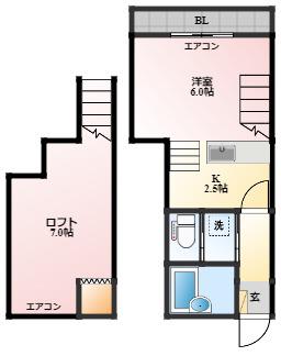 パークプレイス壱番館(1SK/1階)の間取り写真