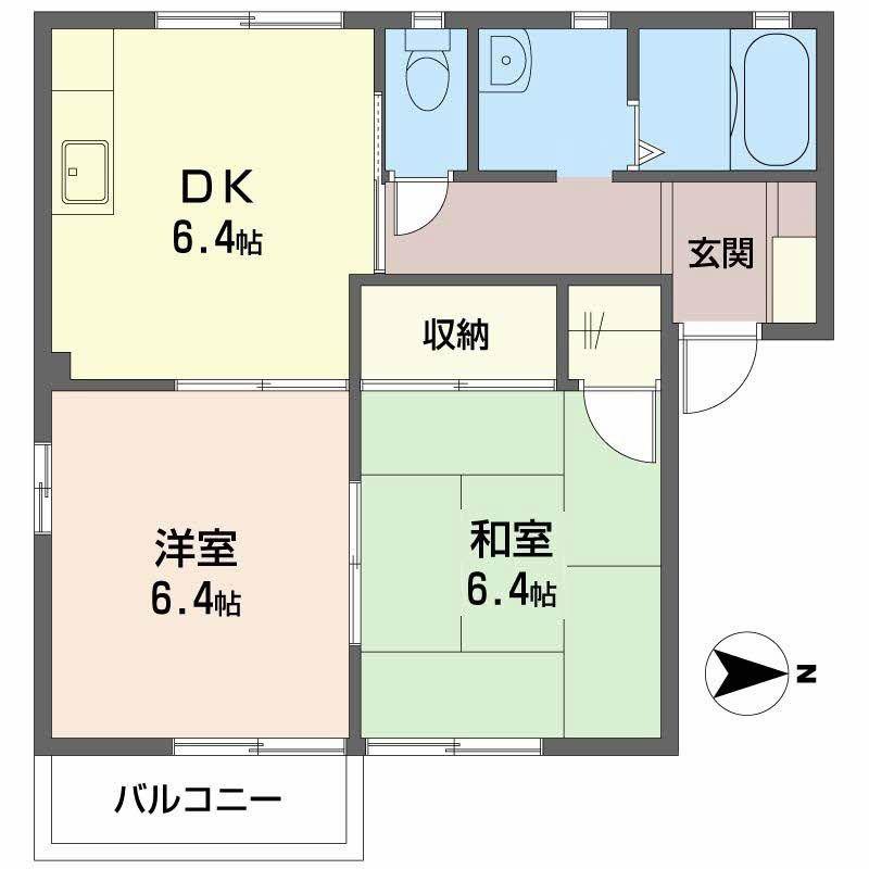 フォーレス華(2DK/2階)の間取り写真