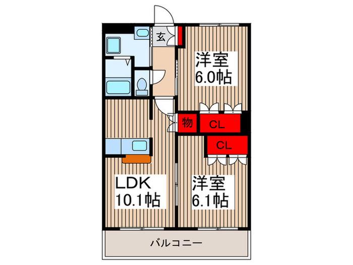 ガーデンヒルズNAKAYAMA壱番館(2LDK/1階)の間取り写真