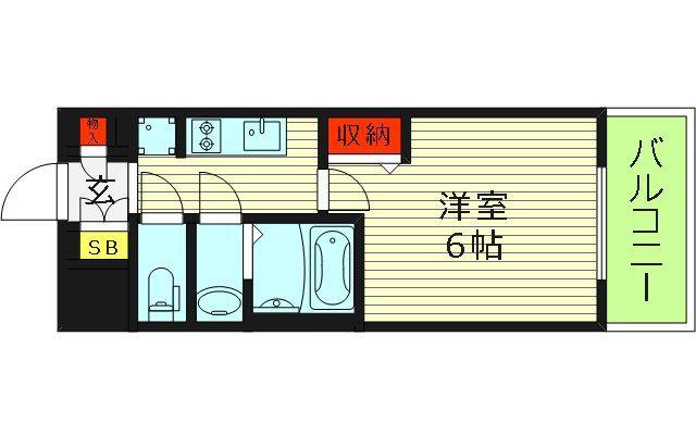 プレサンス京橋GREEN YARDアルミラ(1K/5階)の間取り写真