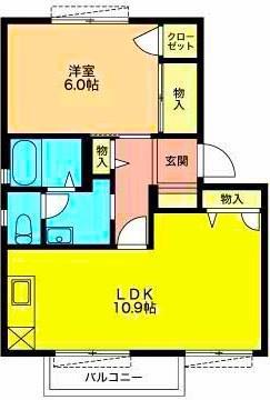 プラムフィールドA(1LDK/1階)の間取り写真