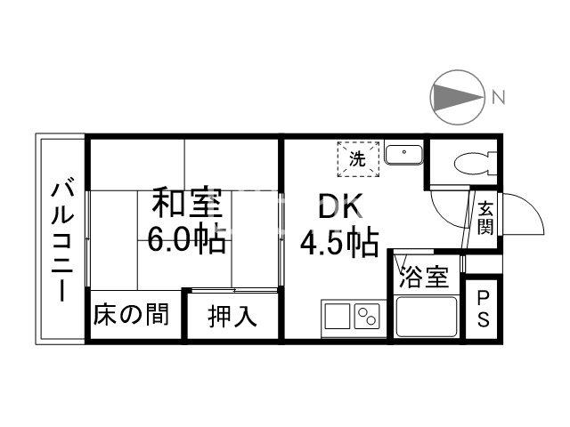 NUテラス京都竹田(1DK/3階)の間取り写真