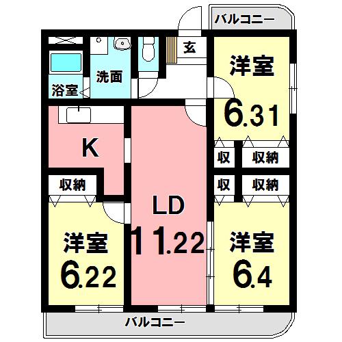 アマデトワール(3LDK/3階)の間取り写真