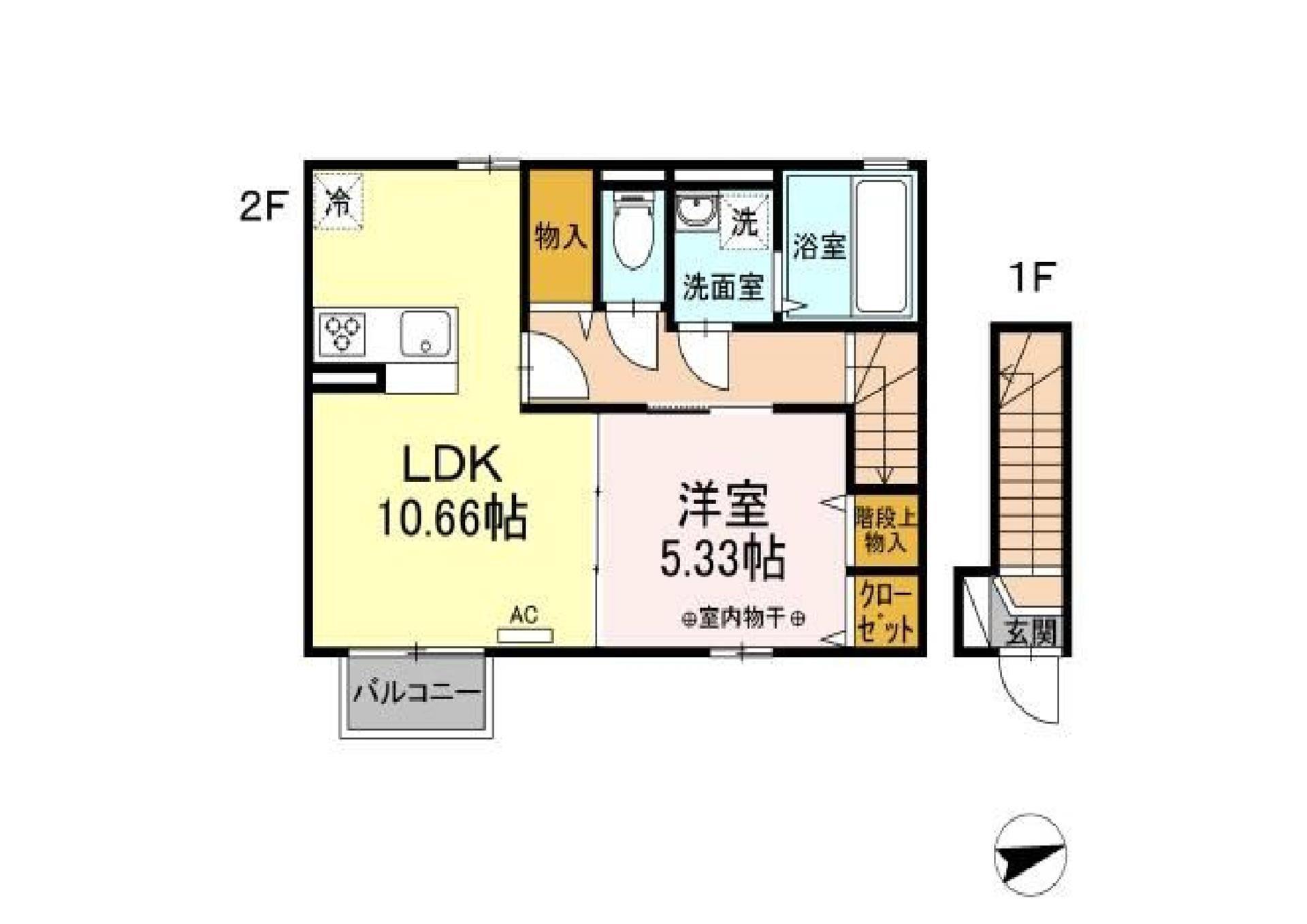 D-ROOM赤木(1LDK/2階)の間取り写真