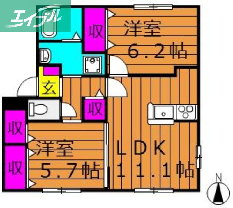 グレイス今(2LDK/1階)の間取り写真