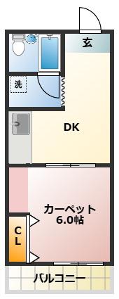 ハイクリプトメリア(1DK/3階)の間取り写真