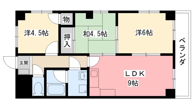 甲子園GH(3LDK/4階)の間取り写真