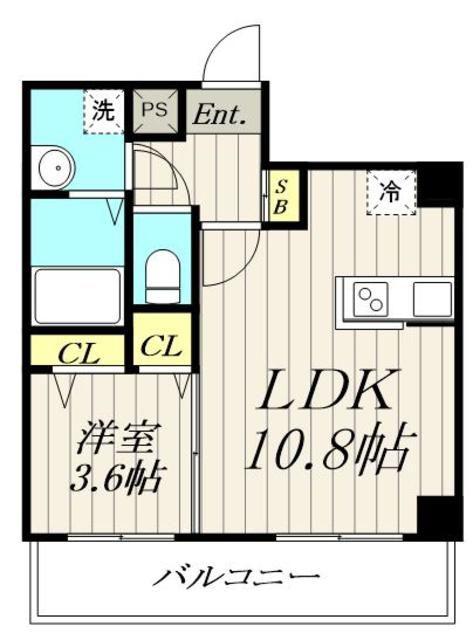 ニューガイアリルーム薬院駅前NO.21(1LDK/3階)の間取り写真