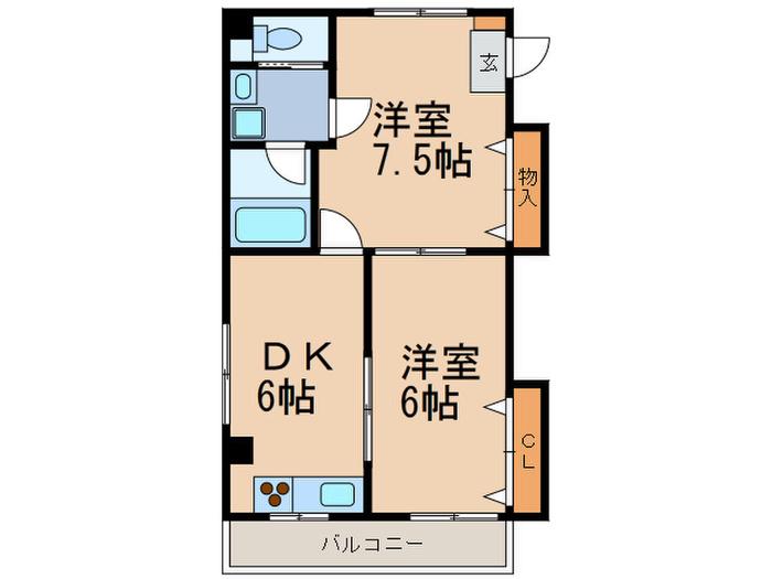 GRACE本山(2DK/3階)の間取り写真