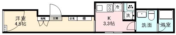 THE KAHARA 武蔵小山(1K/B1階)の間取り写真