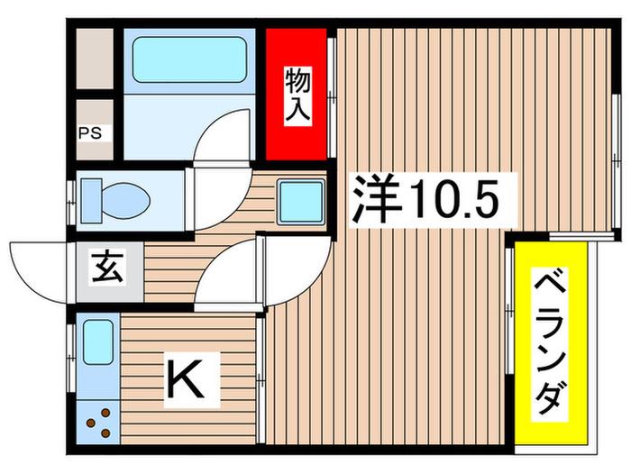 コスモ国立(1K/2階)の間取り写真