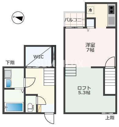 ADC嘉島BONHEUR(1K/1階)の間取り写真