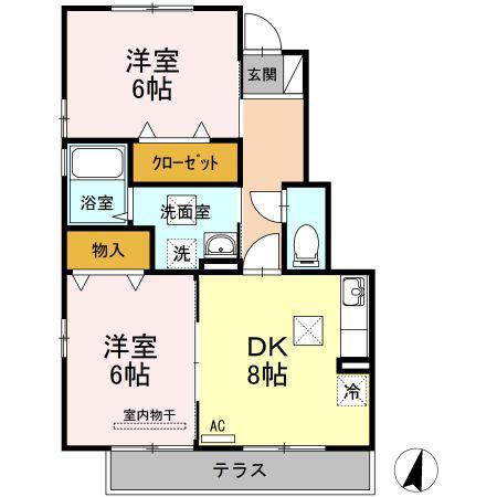 グランシャリオ(2DK/1階)の間取り写真