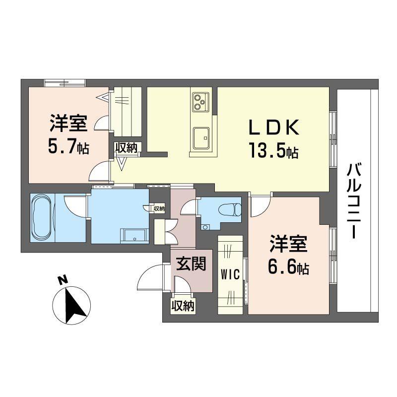 セントリビエ湘南台(2LDK/3階)の間取り写真