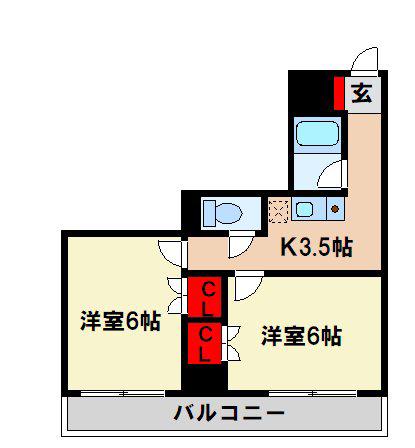 キャンパスシティ太宰府(2K/6階)の間取り写真