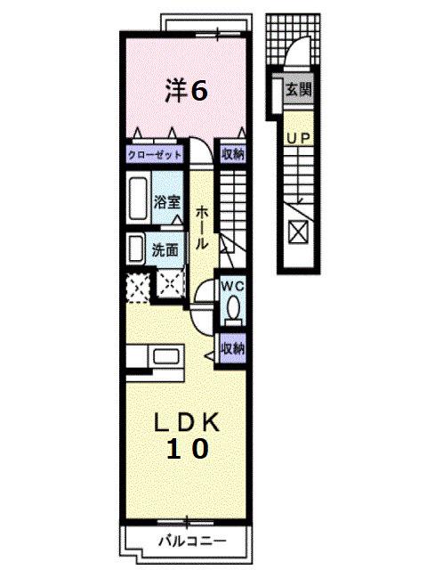 アルドーレA(1LDK/2階)の間取り写真