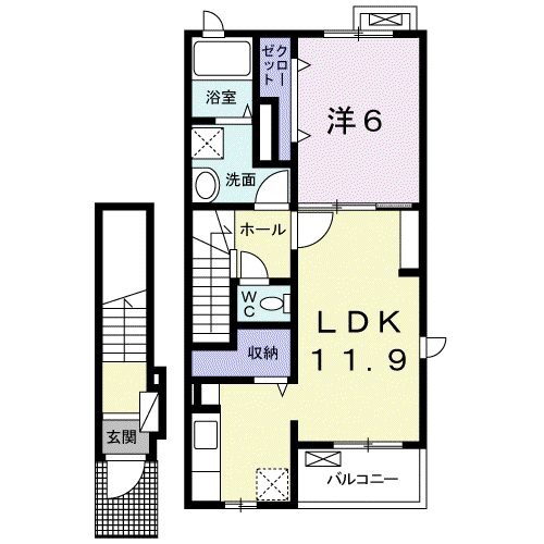 イースト・シップ七番館(1LDK/2階)の間取り写真