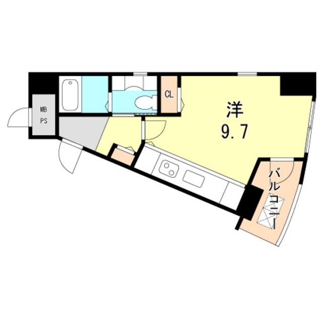 クロス磯上公園(ワンルーム/4階)の間取り写真