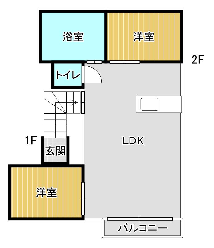 エスポワール昴I(2LDK/2階)の間取り写真