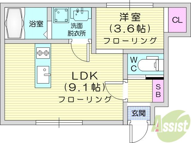 QRESTIA(1LDK/1階)の間取り写真