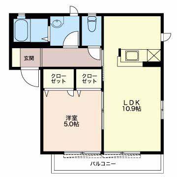 コンシアンスSII(1LDK/1階)の間取り写真