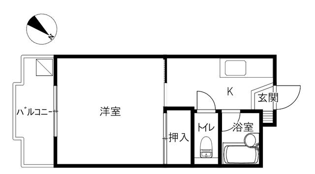 コーポラス旭(1K/3階)の間取り写真