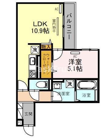 スペチアーレ放出東(1LDK/2階)の間取り写真