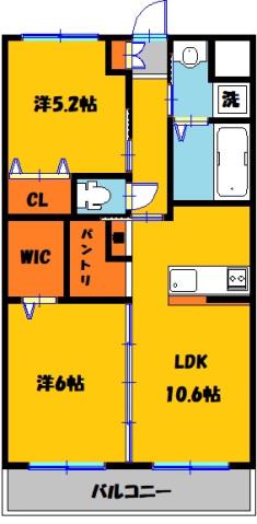 PALMEI(2LDK/2階)の間取り写真
