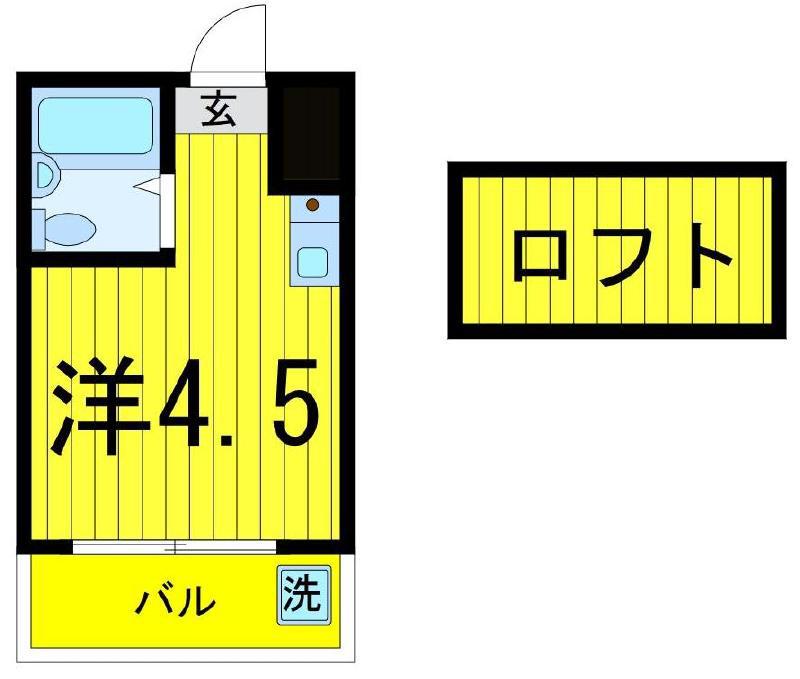 クレール北綾瀬(ワンルーム/1階)の間取り写真