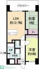 LA DOUCEUR山王(2LDK/6階)の間取り写真