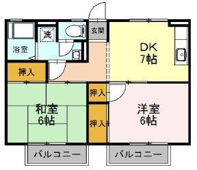 ラインハイツ(2DK/1階)の間取り写真