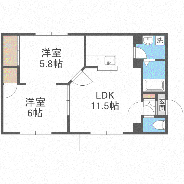 インヴァーノ(2LDK/3階)の間取り写真