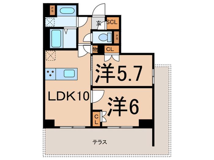 ディームス横濱神之木台(2LDK/1階)の間取り写真