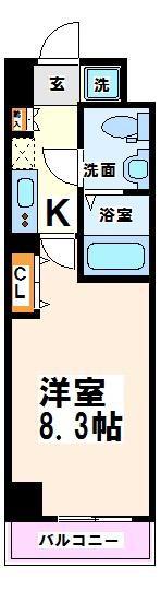 グロース府中イーストII(1K/6階)の間取り写真