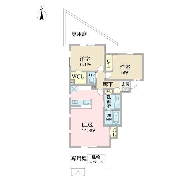 オー・エトワール(2LDK/1階)の間取り写真
