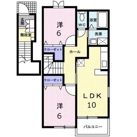 フォースロードC(2LDK/2階)の間取り写真
