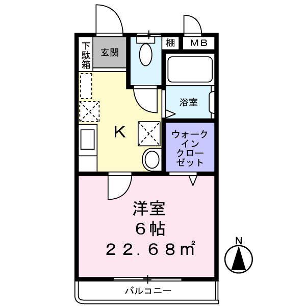 シャンブル クレア(1K/2階)の間取り写真