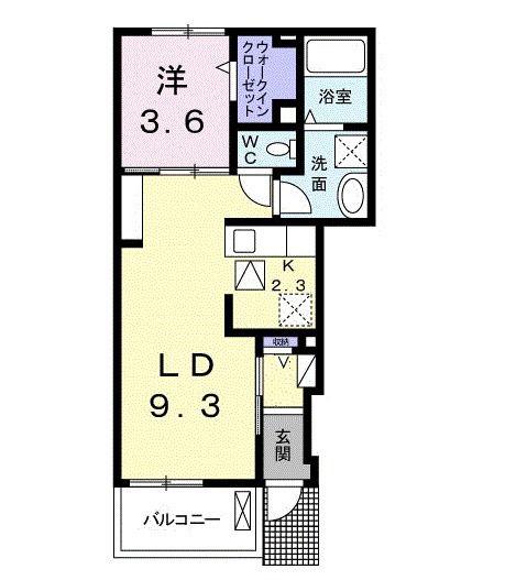 スカイブルー(1LDK/1階)の間取り写真