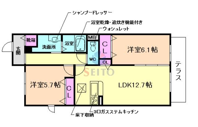コンフォート曽根(2LDK/1階)の間取り写真