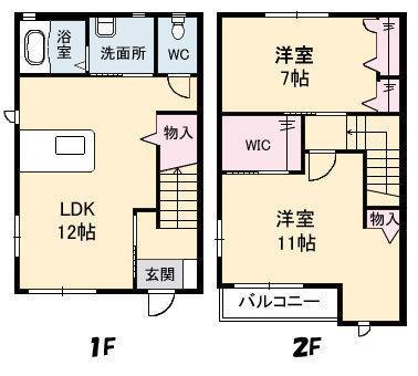 デュオ A棟(2LDK/1階)の間取り写真