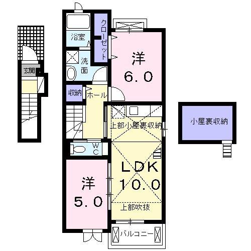 J スタジアム フロント(2LDK/2階)の間取り写真