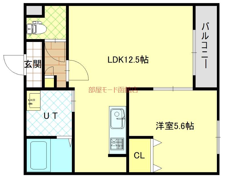 グルーヴコート桔梗(1LDK/1階)の間取り写真